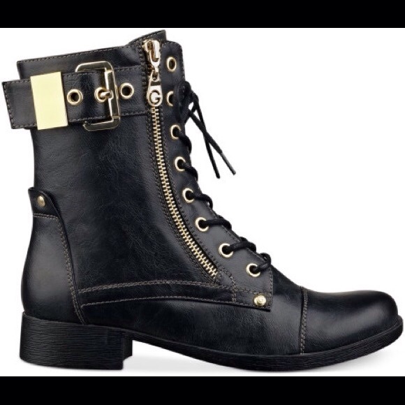 guess black combat boots